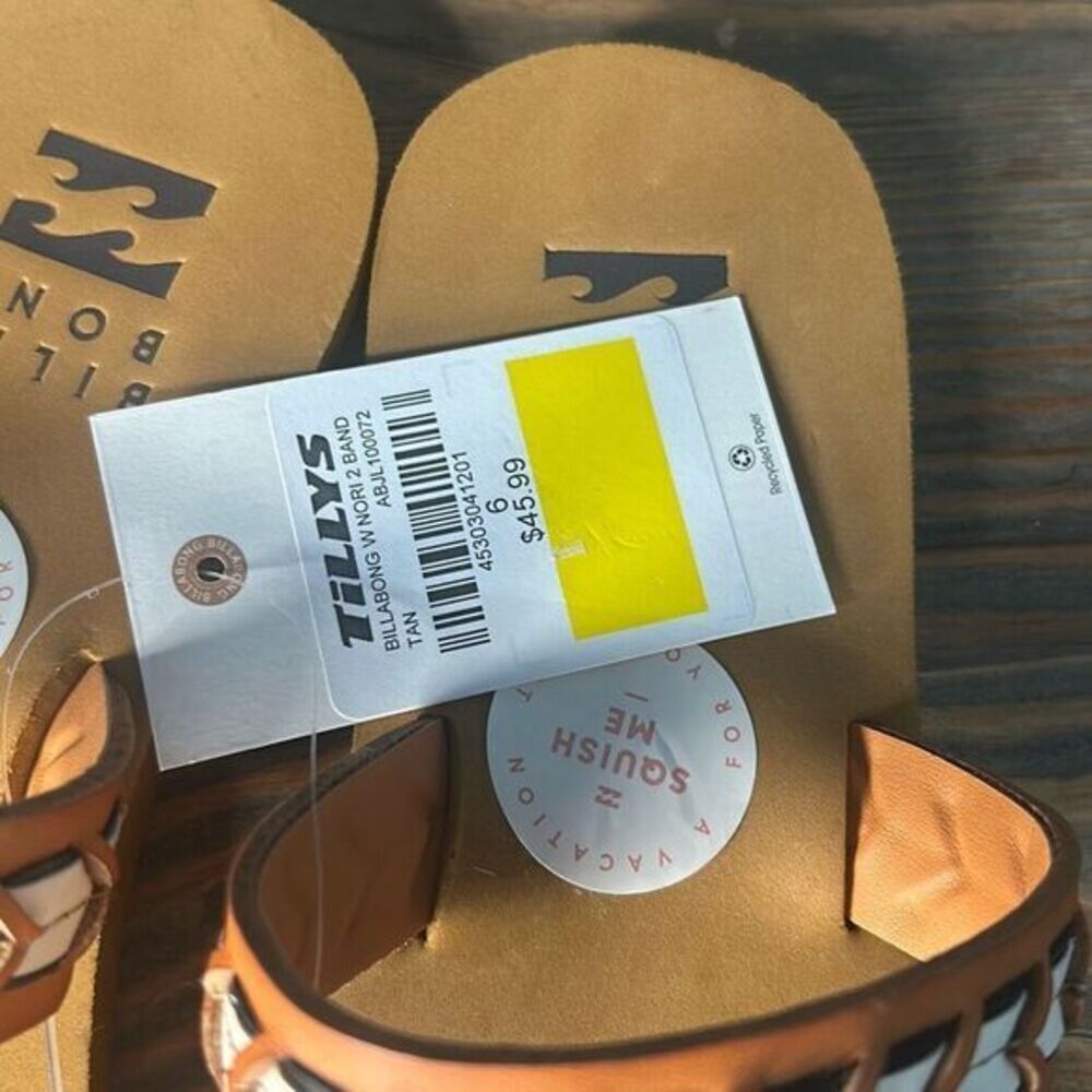 Billabong tan Nori Slider Sandals beach light weight‎ Eva comfort footbed - Picture 5 of 7
